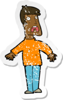 retro noodlijdende sticker van een cartoon doodsbange man png