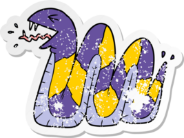 pegatina angustiada de una serpiente sibilante de dibujos animados png