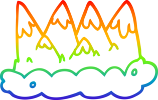 rainbow gradient line drawing of a cartoon mountains png