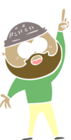 homme barbu de dessin animé de style plat couleur png