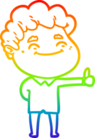 rainbow gradient line drawing of a cartoon friendly man png