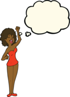 cartoon dancing woman with thought bubble png