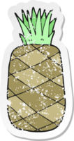 adesivo angosciato retrò di un ananas cartone animato png