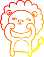 warm gradient line drawing of a cartoon lion png