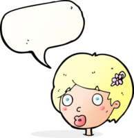 cartoon surprised female face with speech bubble png