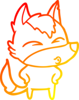 warm gradient line drawing of a cartoon wolf whistling png