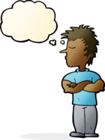 cartoon man refusing to listen with thought bubble png