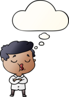 cartoon man talking with thought bubble in smooth gradient style png