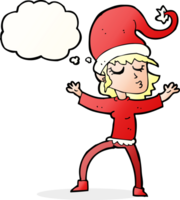 santa's helper tekenfilm met gedachte bubbel png