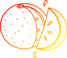 värma lutning linje teckning av en tecknad serie orange skiva png