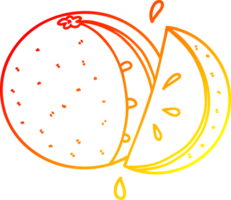 warm gradient line drawing of a cartoon orange slice png