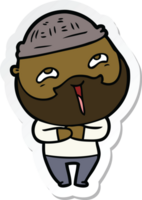 sticker of a cartoon happy bearded man png