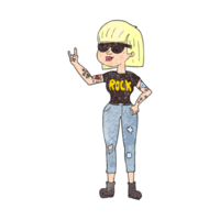 mano texturizado dibujos animados rock mujer png