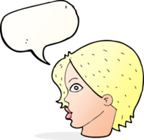 cartoon female face staring with speech bubble png