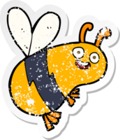 retro distressed sticker of a funny cartoon bee png