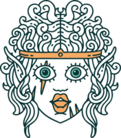 Retro Tattoo Style elf barbarian character face png