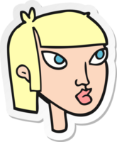 pegatina de un rostro femenino de dibujos animados png