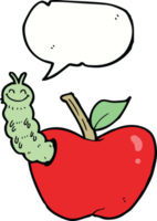 cartoon apple with bug with speech bubble png