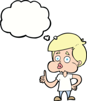 cartoon boy giving thumbs up with thought bubble png
