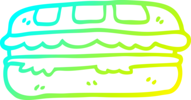 cold gradient line drawing of a cartoon tasty sandwich png