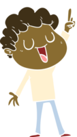 laughing flat color style cartoon man with great idea png