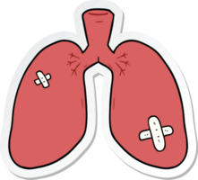 sticker van een tekenfilm gerepareerde longen png
