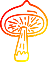 warm gradient line drawing of a cartoon mushroom png