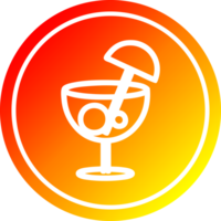 cocktail with umbrella circular icon with warm gradient finish png