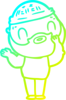 freddo pendenza linea disegno di un' cartone animato barbuto uomo png