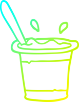 cold gradient line drawing of a cartoon yogurt png