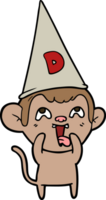 crazy cartoon monkey in dunce hat png