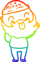 arco iris degradado línea dibujo de un hombre con barba pega fuera lengua png