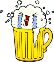 cartoon mug of beer crying png