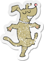 retro distressed sticker of a cartoon dancing dog png