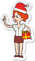 Aufkleber einer Cartoon-Frau mit Geschenk png