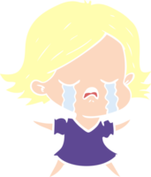 garota de desenho animado de estilo de cor plana chorando png