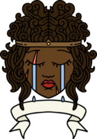 Retro Tattoo Style crying human barbarian with banner png