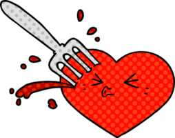 cartoon love heart stuck with fork png