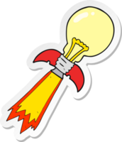 sticker of a cartoon lightbulb rocket ship png