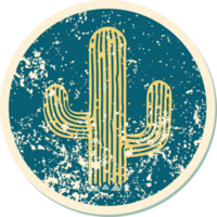 icónica pegatina angustiada estilo tatuaje imagen de un cactus png