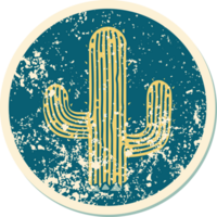 iconic distressed sticker tattoo style image of a cactus png