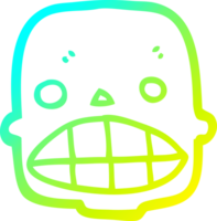 cold gradient line drawing of a cartoon skull png