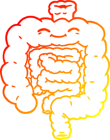 warm gradient line drawing of a cartoon intestines png