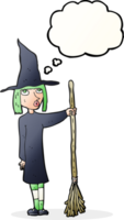 cartoon witch with thought bubble png