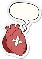 dessin animé cœur avec discours bulle autocollant png