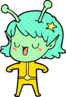 desenho de garota alienígena feliz png
