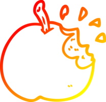 warm gradient line drawing of a fresh bitten apple png