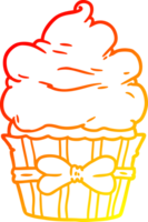 warm gradient line drawing of a cartoon fancy cupcake png