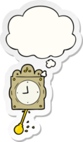 cartoon ticking clock with thought bubble as a printed sticker png