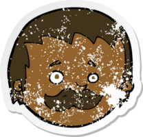 retro distressed sticker of a cartoon man with mustache png